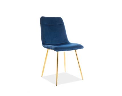 Set 4 scaune tapitate EROS VELVET catifea blue 47x41xH87cm, picioare aurii