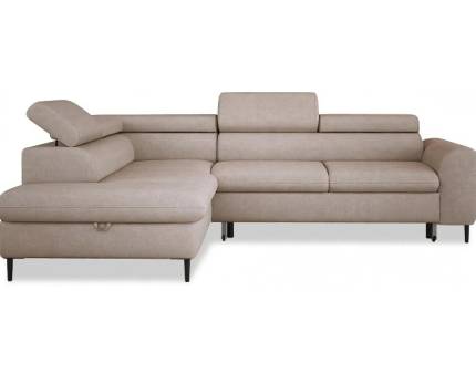 Coltar extensibil RAYO L cu lada pentru depozitare, tetiere reglabile, personalizabil 251x198cm