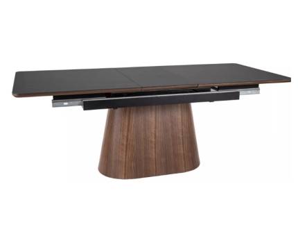 Masa extensibila MONACO CERAMIC BLACK din ceramica cu efect de marmura neagra, MDF nuc 160-200x90xH75cm