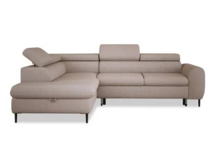 Coltar extensibil RAYO L cu lada pentru depozitare, tetiere reglabile, personalizabil 251x198cm