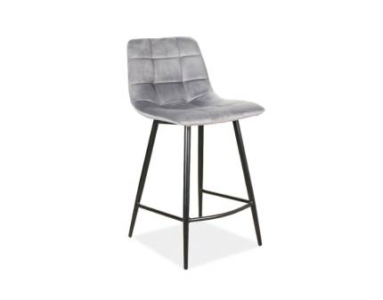 Scaun tapitat pentru bar MILA H-2 VELVET catifea grey 43x40xH87cm, picioare negre