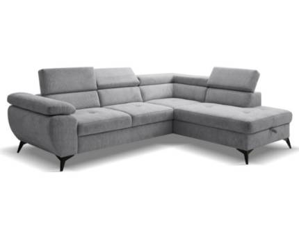 Coltar extensibil FLORIS cu lada pentru depozitare, tetiere reglabile, cotiera reglabila, personalizabil 256x200m