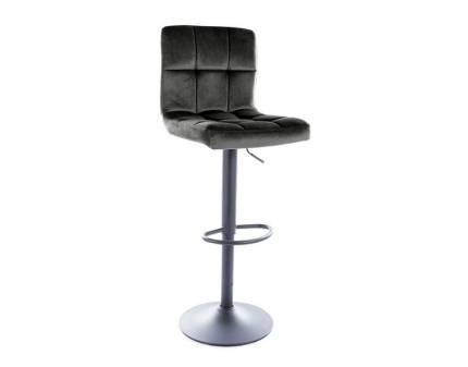 Scaun tapitat pentru bar C-105 VELVET reglabil pe inaltime, catifea black 42x47xH96-117cm, picior negru