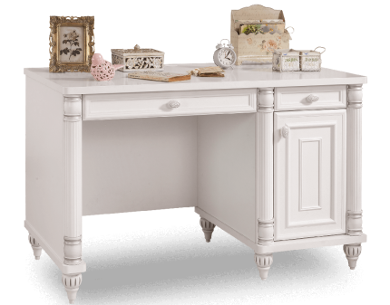 Birou cu 1 usa si 2 sertare ROMANTIC 117x61xH75cm alb