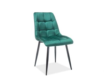 Scaun tapitat CHIC VELVET catifea green 50x58xH88cm, picioare negre