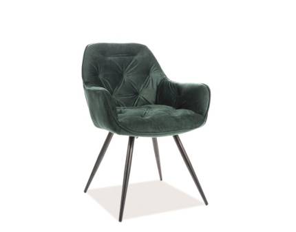 Scaun tapitat CHERRY VELVET catifea green 57x58xH87cm, picioare negre