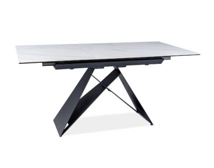 Masa extensibila WESTIN SC CERAMIC din ceramica cu efect de marmura alba, metal negru 120-160x80xH76cm