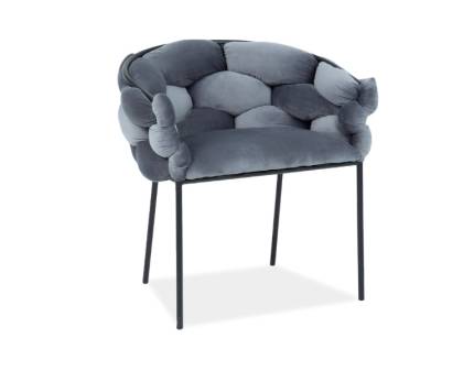 Scaun tapitat NORTE VELVET elegant, catifea grey 76x62xH75cm, cadru si picioare negre