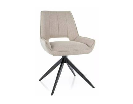 Scaun tapitat TELLO BJORN rotativ, material textil cream 54x61xH84cm, picioare negre
