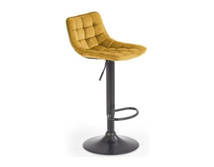 Scaun tapitat pentru bar H95 reglabil pe inaltime, catifea curry 43x35xH84-106cm, picior negru