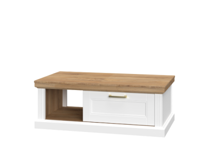 Masuta TARA WHITE din MDF nuc Pacific si alb mat 110x61xH40cm