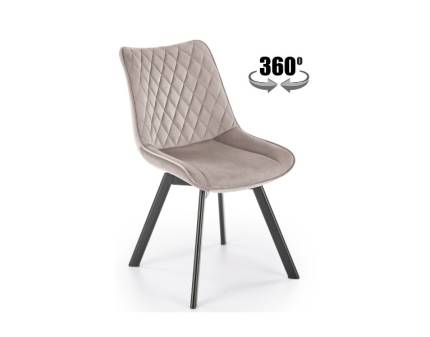 Scaun tapitat K520 rotativ, catifea beige 46x47xH80cm, picioare negre