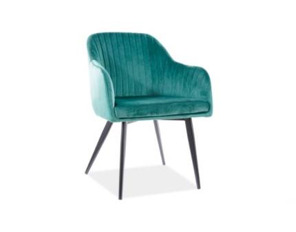 Set 4 scaune tapitate ELINA VELVET catifea green 48x47xH82cm, picioare negre