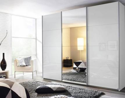 Dulap alb alpin/sticla alba - oglinda 203x210x62cm KULMBACH