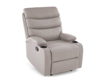 Fotoliu PERUS cu recliner, suport pentru pahare, ecopiele cappuccino 80x100-168xH80-101cm