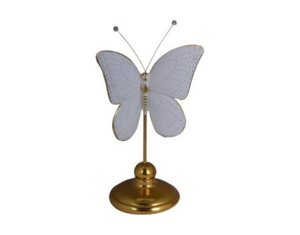 Decoratiune fluture allb/auriu mic 12x9.3x23cm