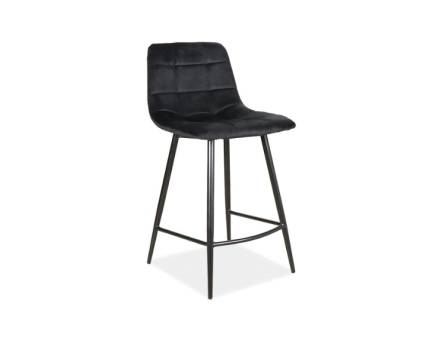 Scaun tapitat pentru bar MILA H-2 VELVET catifea black 43x40xH87cm, picioare negre