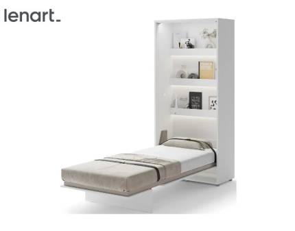 LENART BED CONCEPT BC-03 pat (90x200cm) rabatabil pe perete 101x46-228x218cm alb lucios