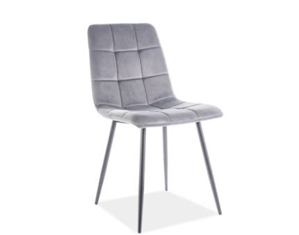 Scaun tapitat MILA VELVET catifea grey 45x53xH86cm, picioare negre