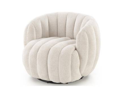 Fotoliu rotativ cozy cu design curbat FRASER material textil crem 82x83xH65cm
