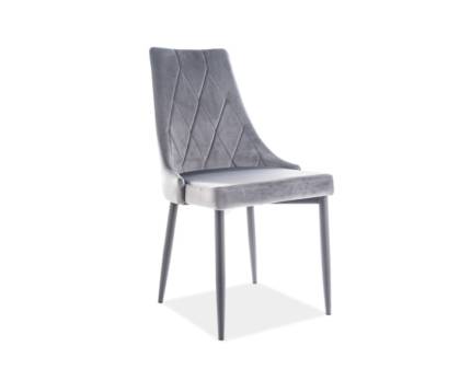 Scaun tapitat TRIX B VELVET catifea grey 49x59xH89cm, picioare negre