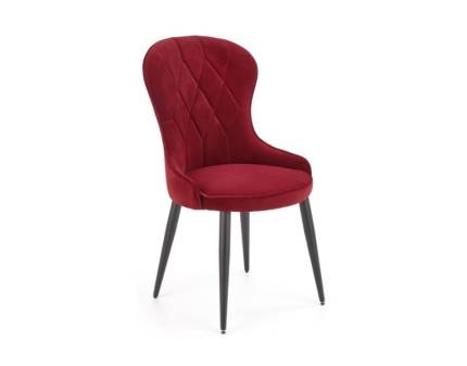 Scaun tapitat K366 elegant, catifea bordo 52x58xH92cm, picioare negre