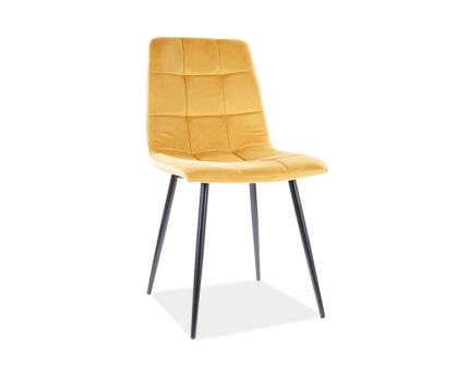 Scaun tapitat MILA VELVET catifea curry 45x53xH86cm, picioare negre