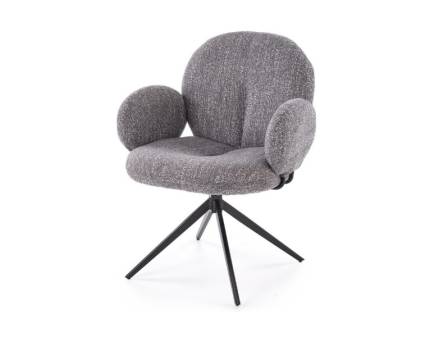 Scaun tapitat K568 rotativ, material textil grey 47x47xH83cm, picioare negre