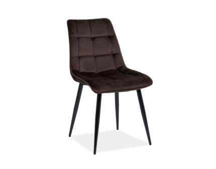 Scaun tapitat CHIC VELVET catifea brown 50x58xH88cm, picioare negre