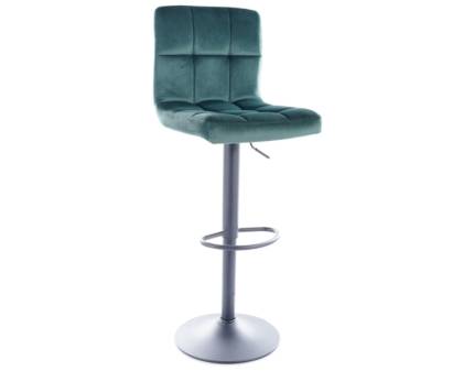 Scaun tapitat pentru bar C-105 VELVET reglabil pe inaltime, catifea green 42x47xH96-117cm, picior negru