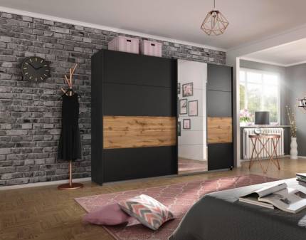 Dulap gri metalic/stejar 271x210x62cm BOSTON EXTRA