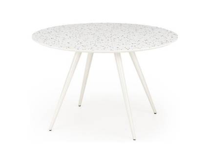 Masa ARAMIS din MDF si placa HPL terrazzo, otel vopsit alb 120xH76cm 