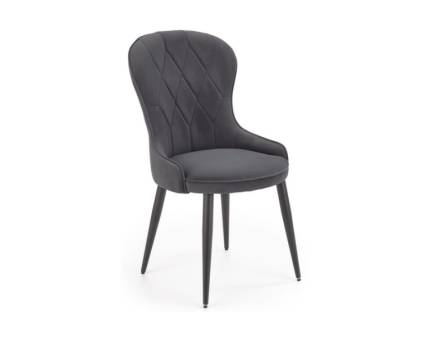 Scaun tapitat K366 elegant, catifea grey 52x58xH92cm, picioare negre