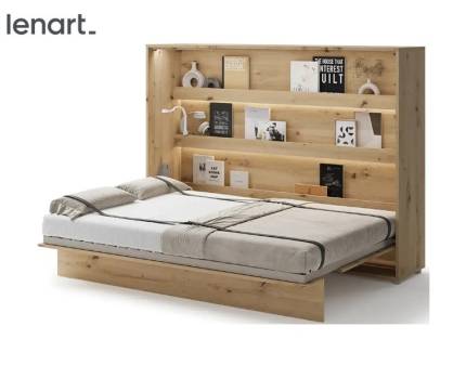 LENART BED CONCEPT BC-04 pat (140x200cm) rabatabil pe perete orizontal 211x46-168x158cm stejar Artisan