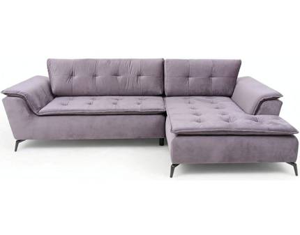 Coltar extensibil MAGIC catifea, cu lada pentru depozitare, lavande/ gri 288x186cm
