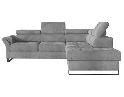 Coltar extensibil AVANTI cu lada pentru depozitare, tetiere reglabile, caramiziu teracota/ gri deschis/ gri 255x223cm