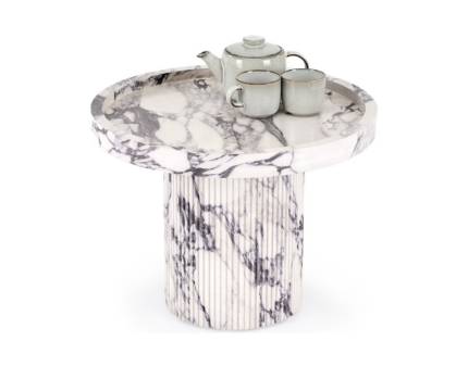 Masuta AMARETTO din MDF furniruit cu efect de marmura alb+gri 60xH46cm