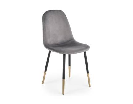Scaun tapitat K379 catifea grey 45x48xH88cm, picioare negre + auriu