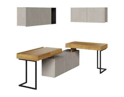 Set 2 birouri mici cu corpuri suspendate TEEN FLEX 08B 230x110x193cm cu comoda