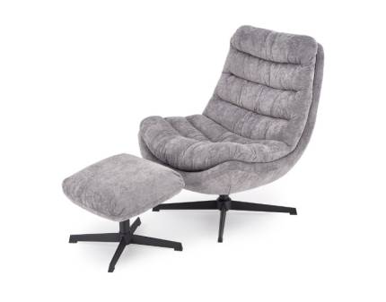 Fotoliu rotativ cu taburet OLYMPIC confortabil, material texil grey 75x88xH94cm 