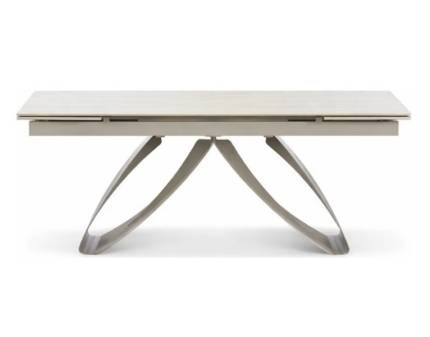 Masa extensibila HILARIO din otel sinterizat travertin deschis, otel vopsit casmir 180-260x90xH75cm