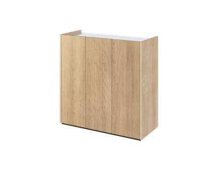 Comoda EASY EA-03 cu 3 usi 95x95x40cm stejar/ alb lucios 