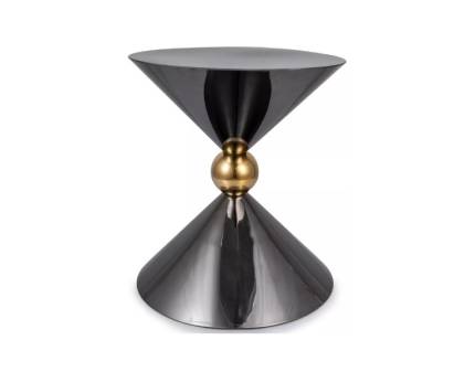 Masuta MIRA din otel inoxidabil negru lucios, metal auriu 50xH56cm