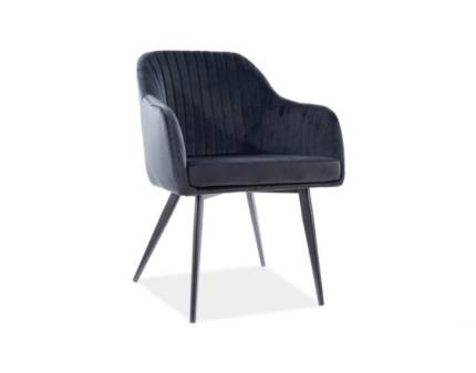 Set 4 scaune tapitate ELINA VELVET catifea black 48x47xH82cm, picioare negre 