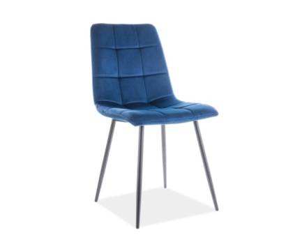 Scaun tapitat MILA VELVET catifea blue 45x53xH86cm, picioare negre