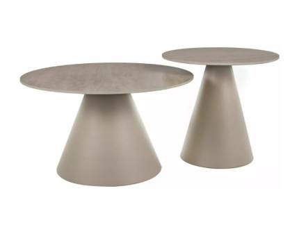 Set 2 masute HILL II din travertin bej, metal casmir 50xH50cm/ 70xH40cm