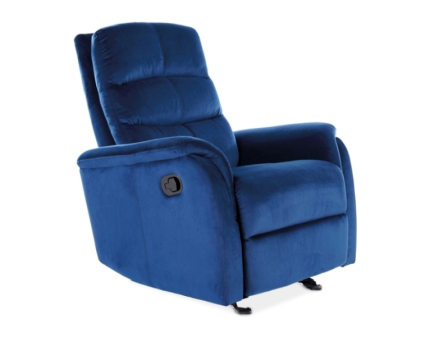 Fotoliu JOWISZ VELVET cu reclier manual, catifea albastra, spatar reglabil, confortabil 78x98-160xH102cm