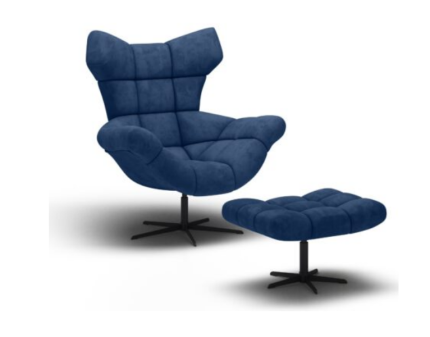 Fotoliu + taburet SENSI rotative, cu sistem de balansare, modern 103x84xH119cm / 69x46xH45cm