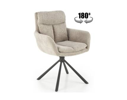 Scaun tapitat K495 rotativ, confortabil, material textil beige 50x50xH87cm, picioare negre