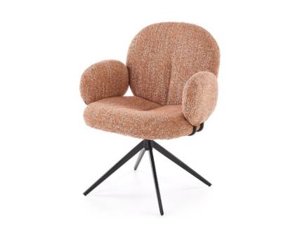 Scaun tapitat K568 rotativ, material textil cinnamon 47x47xH83cm, picioare negre